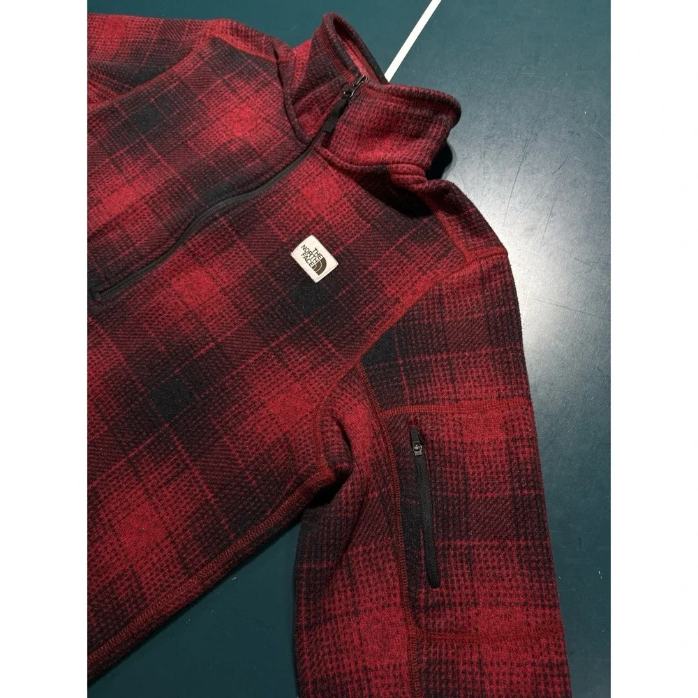 The North Face Gordon Lyons Fleece Pullover Sweater Large‎ Buffalo Plaid 1/4 Zip